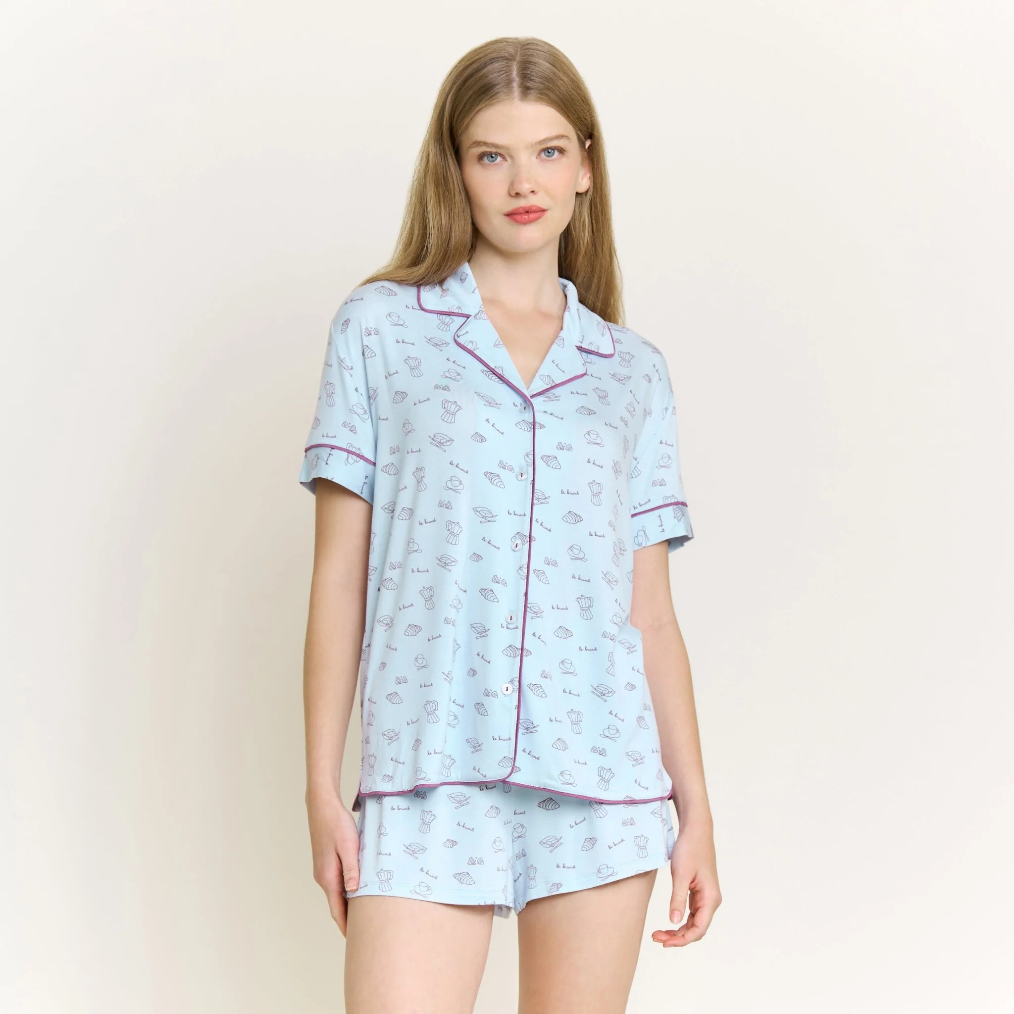 All American Shortie PJ Set in Dreamy Brunch - Image 2