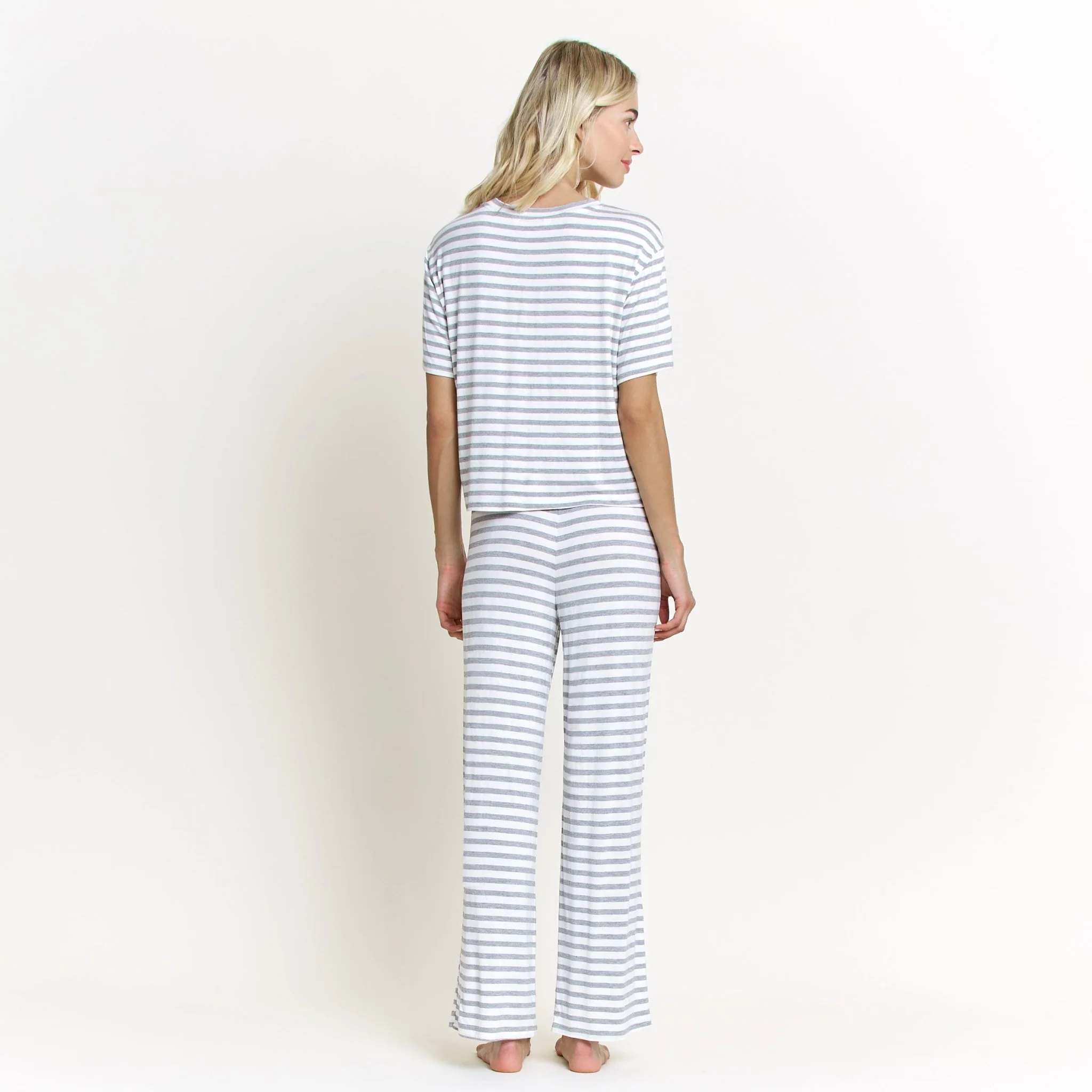 All American Tee Pant Set In Ivory Stripe - Image 4