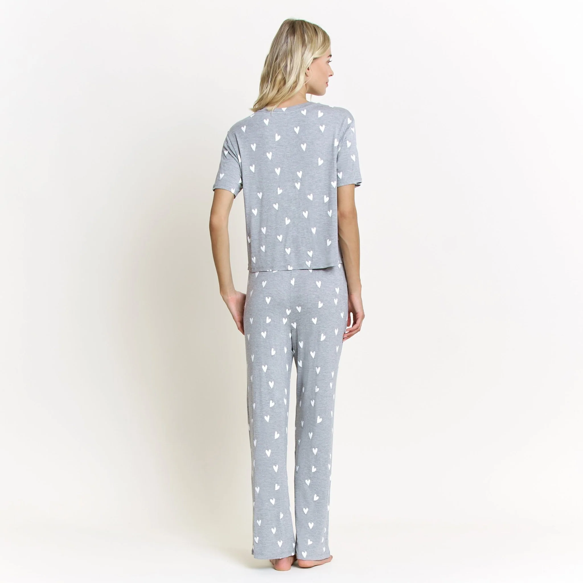 All American Tee Pant Set in Heather Grey Hearts - Image 4
