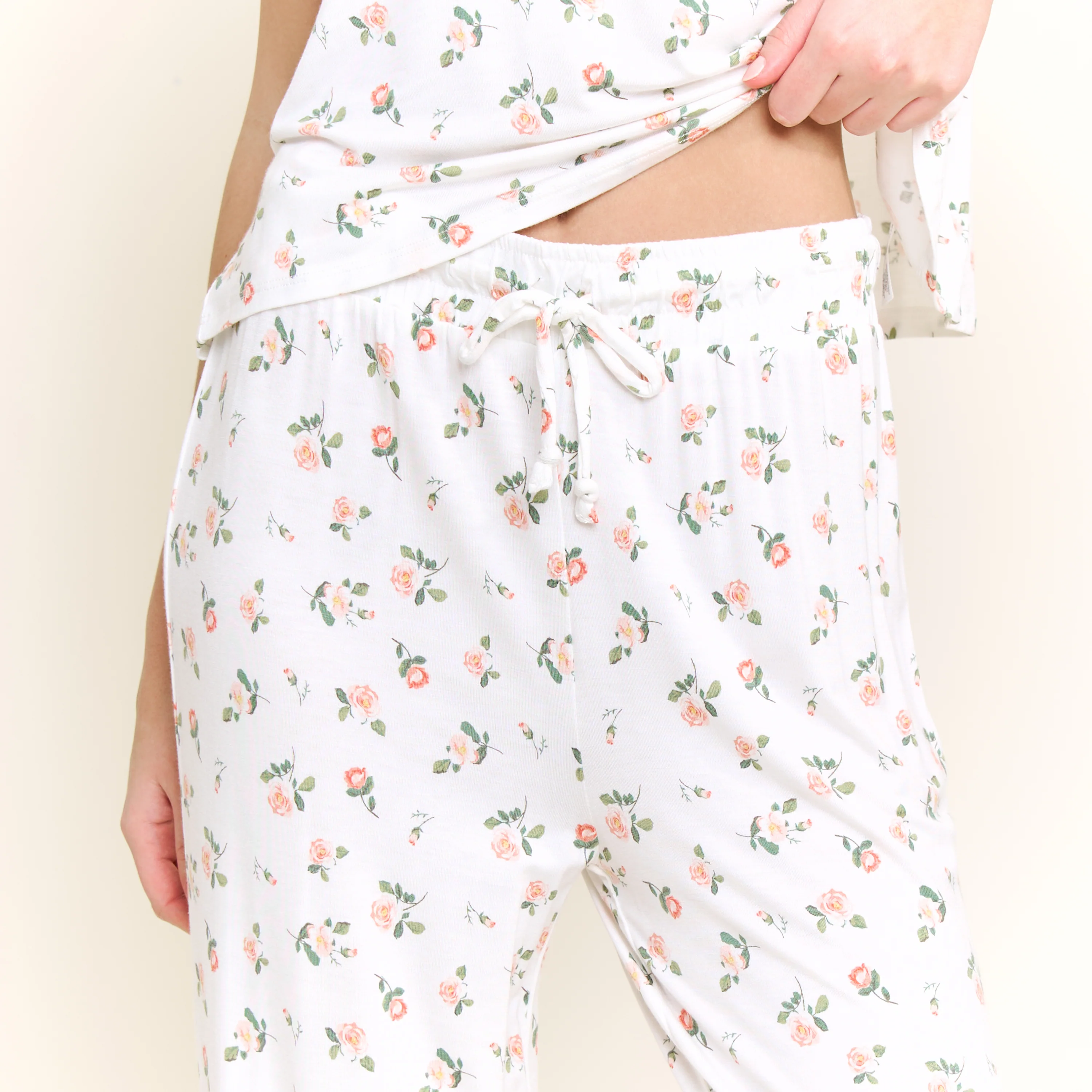 All American Tee Pant Set in Ivory Rosebuds - Image 5