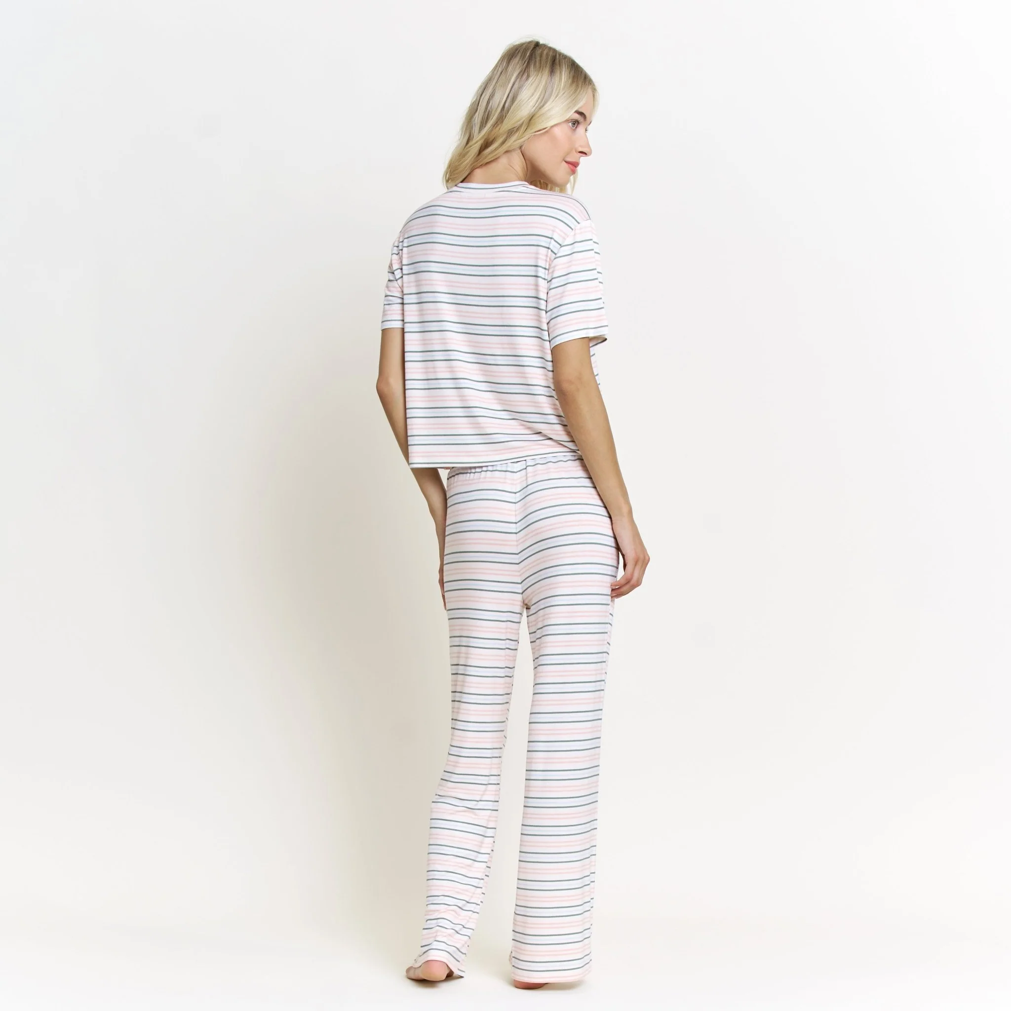 All American Tee Pant Set in Linen Stripe - Image 4