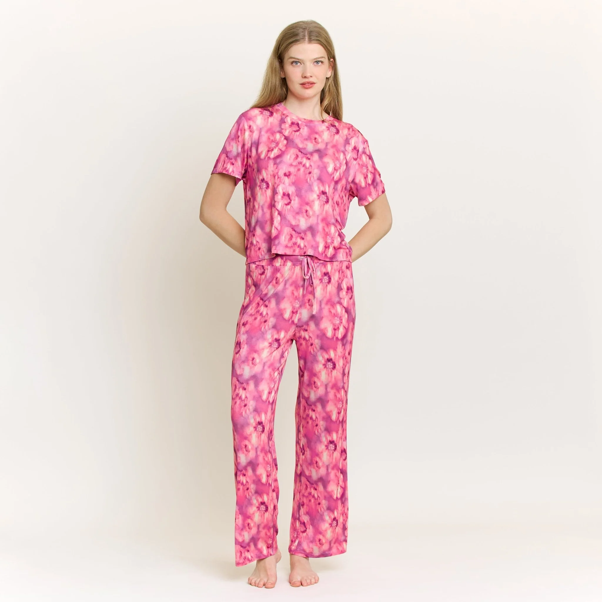 All American Tee Pant Set in Magenta Floral