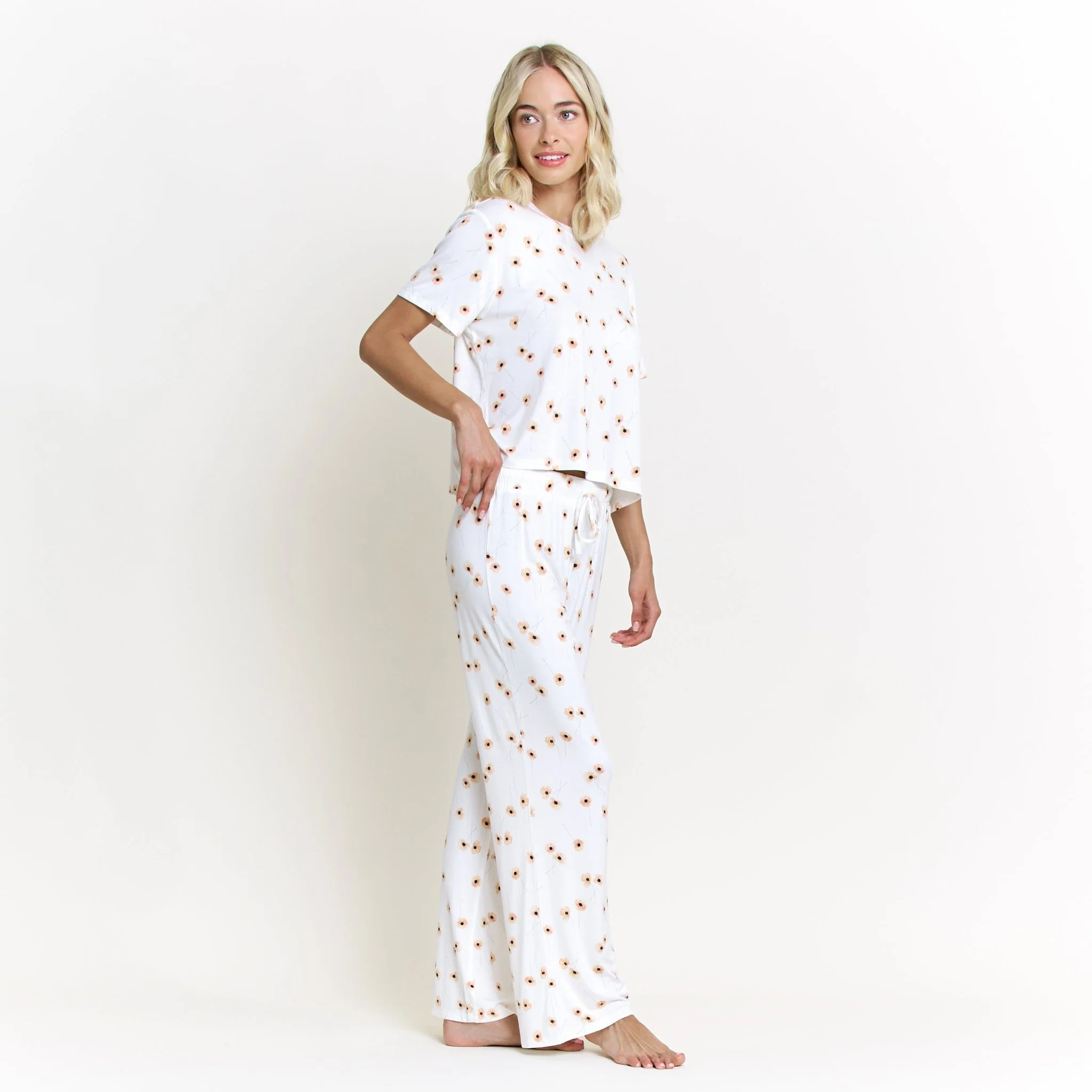 All American Tee Pant Set in White Poppies - Image 3