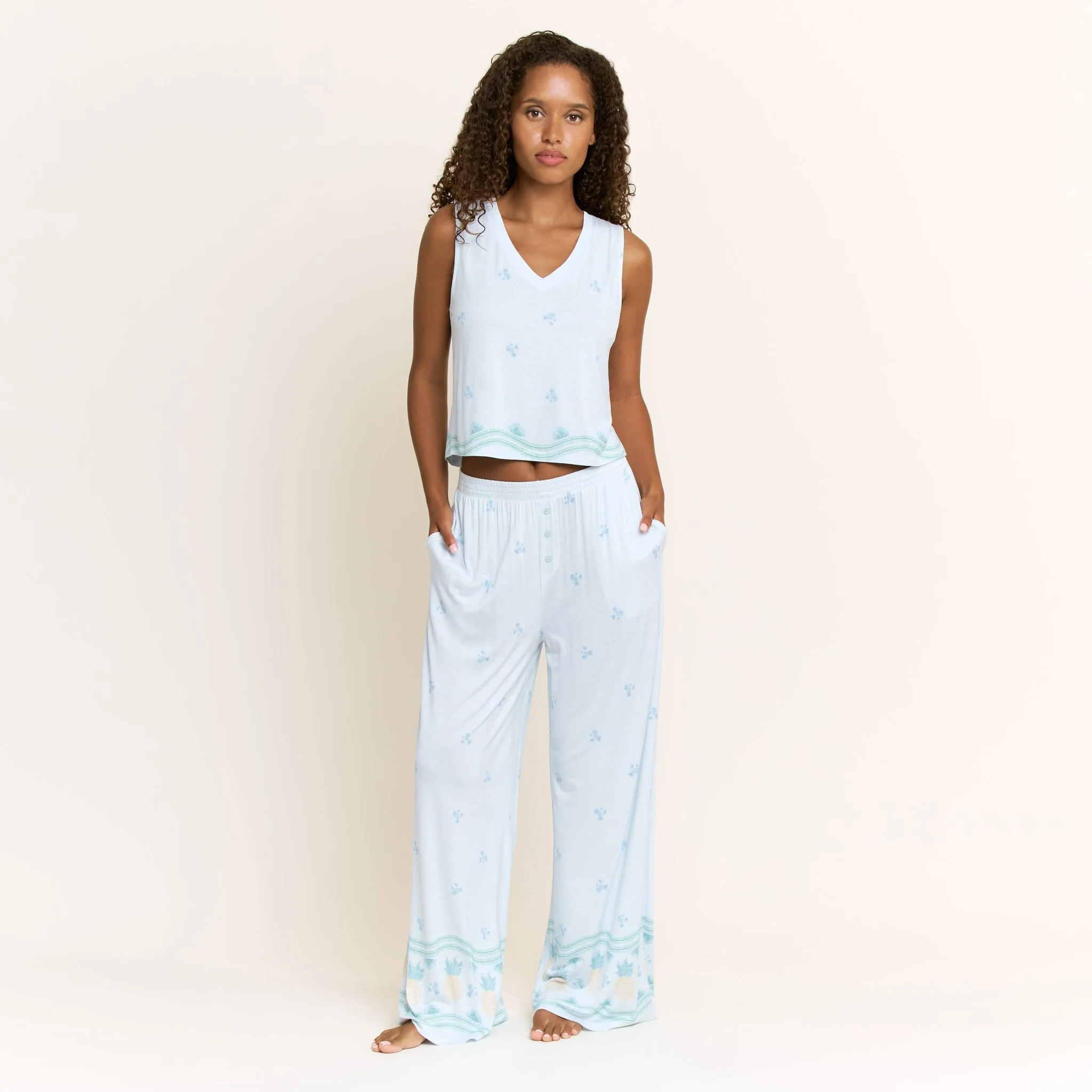 All American V Tank Pant Set in Ocean Glow Pineapple