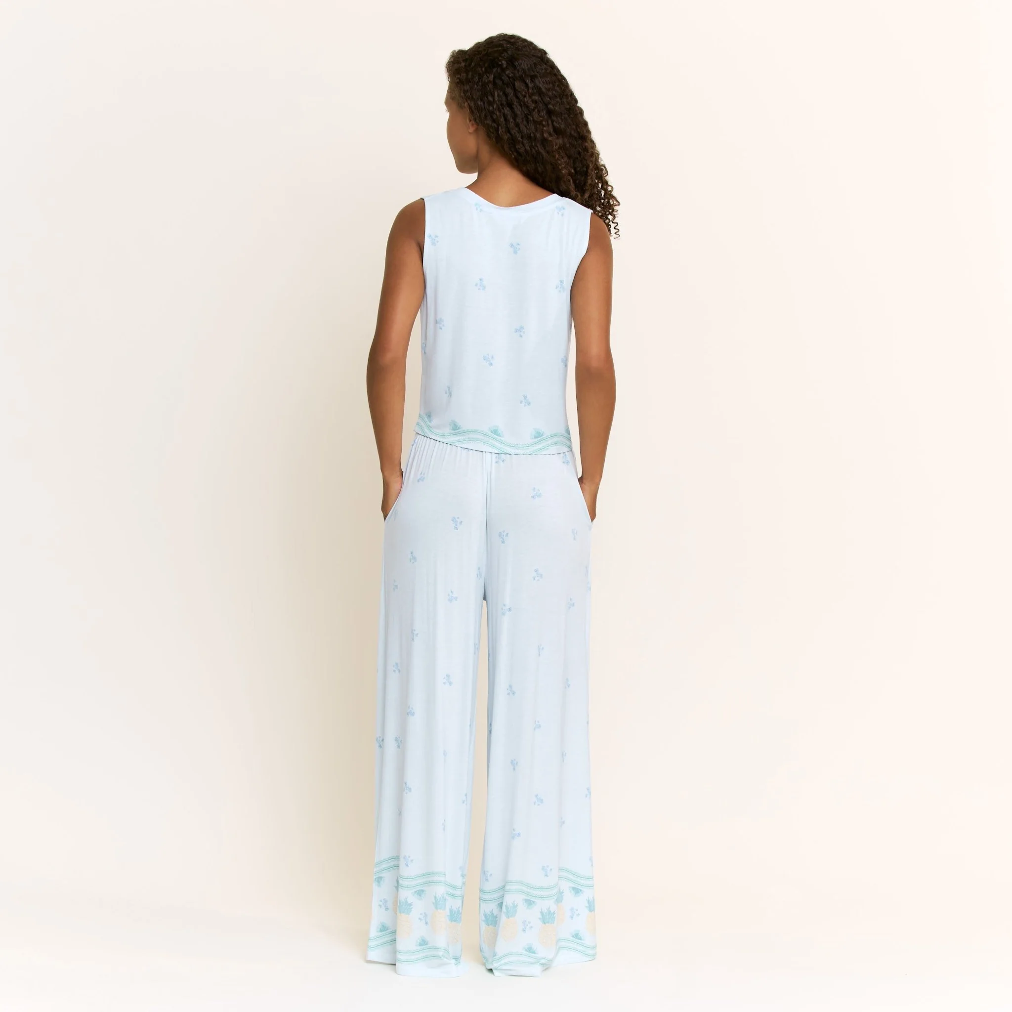 All American V Tank Pant Set in Ocean Glow Pineapple - Image 4