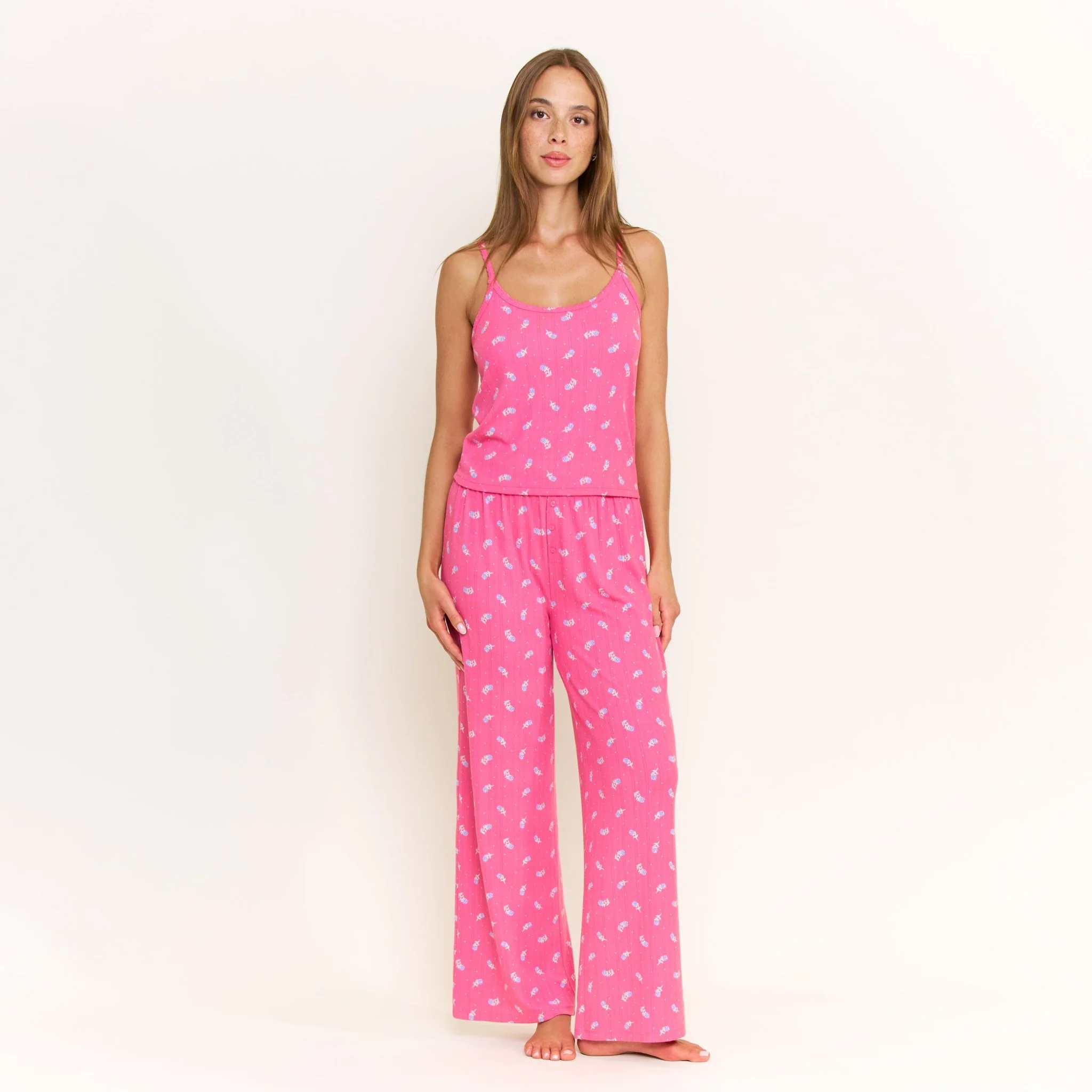 Blissful Cami Pant Set in Fuchsia Wild Rose