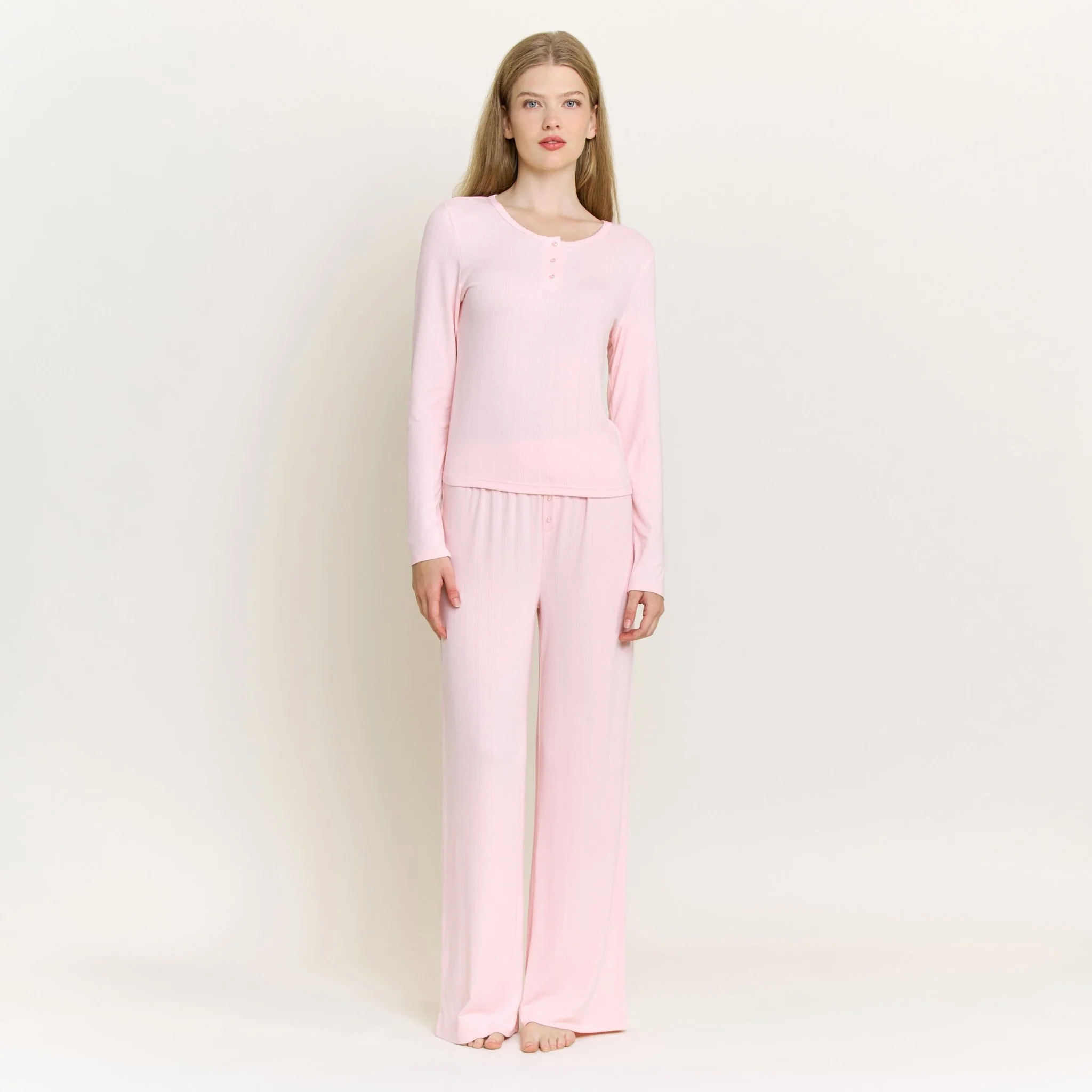 Blissful Long Henley Set in Flora