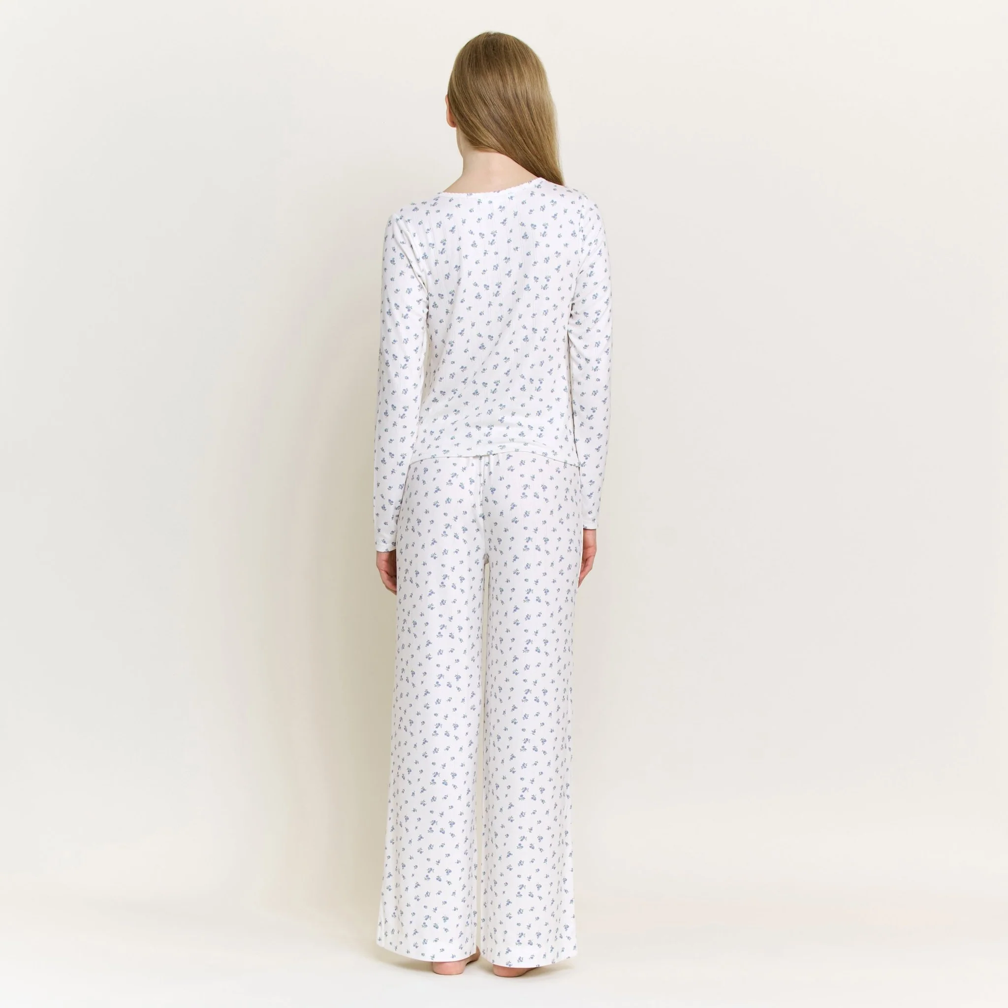 Blissful Long Henley Set in Ivory Ditsy - Image 4