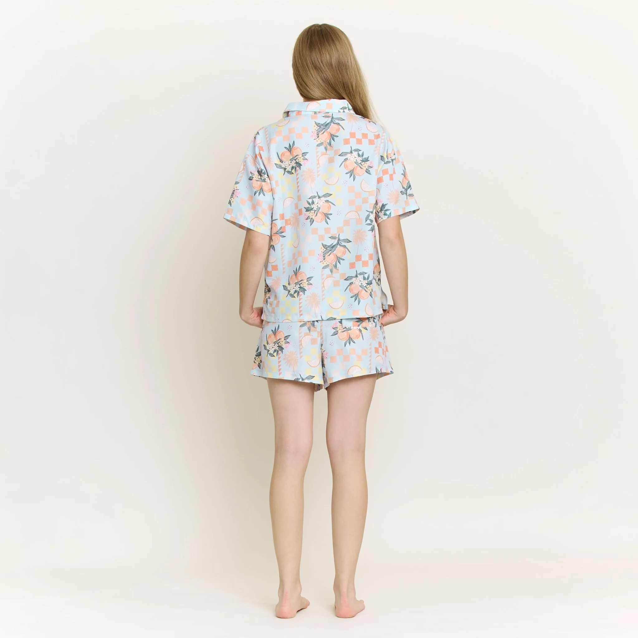Brunch Date Shortie PJ Set in Citrus Check - Image 3