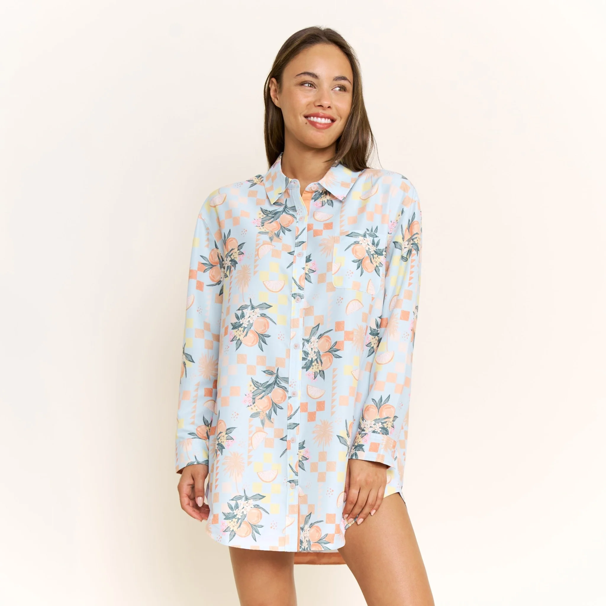 Brunch Date Sleepshirt in Citrus Check