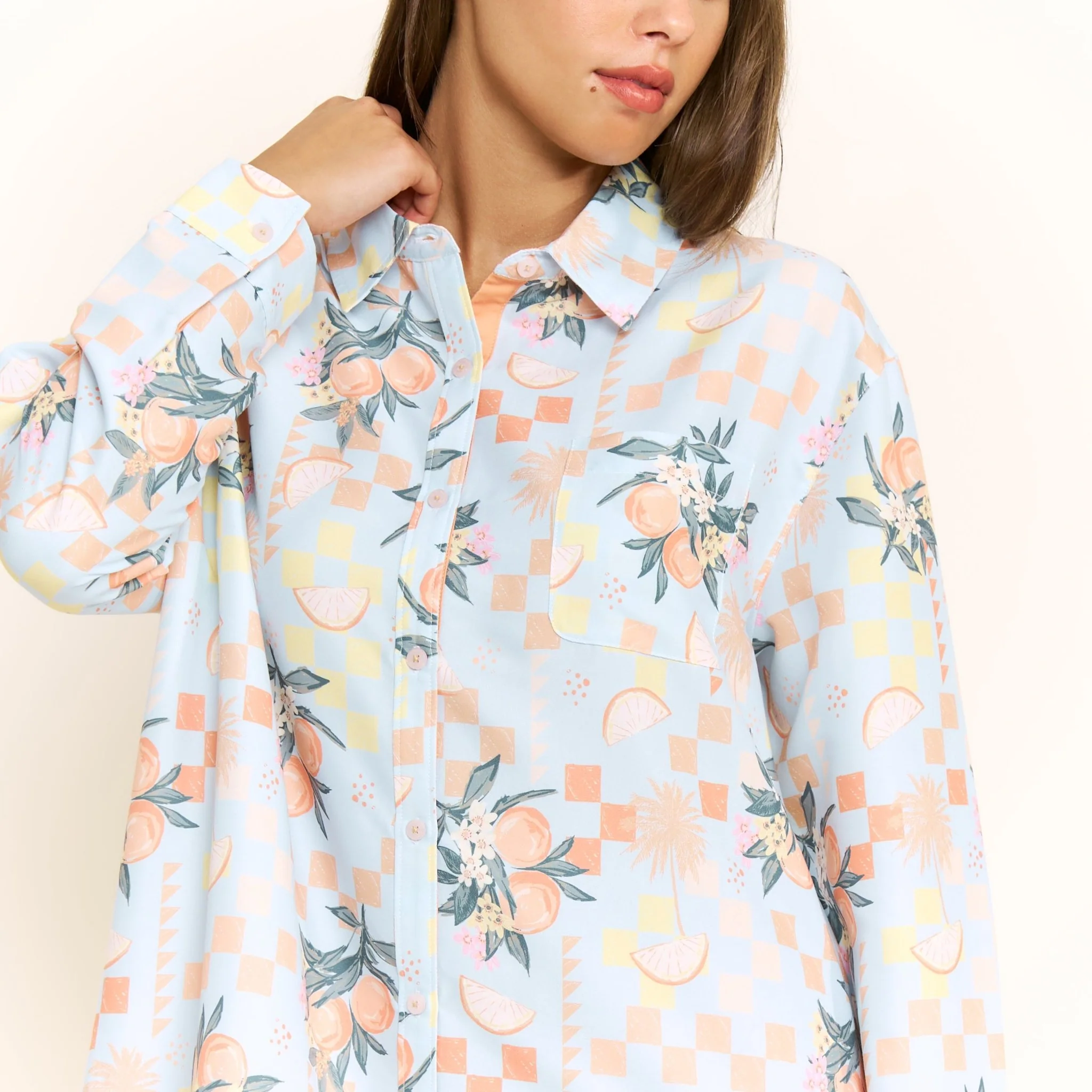 Brunch Date Sleepshirt in Citrus Check - Image 2