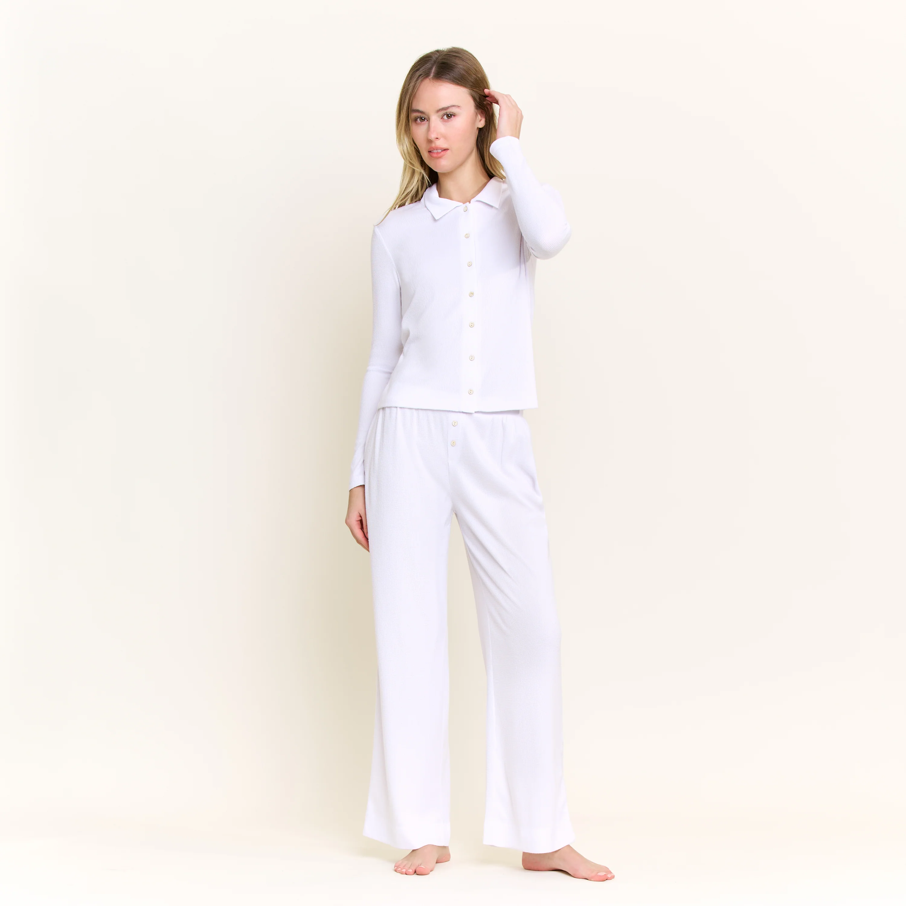 Coffee Club Long Set in White