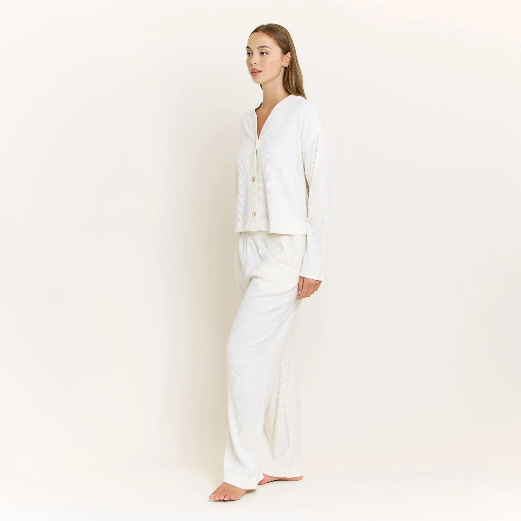 Cozy Up Long Cardigan Set in Marshmallow - Image 3