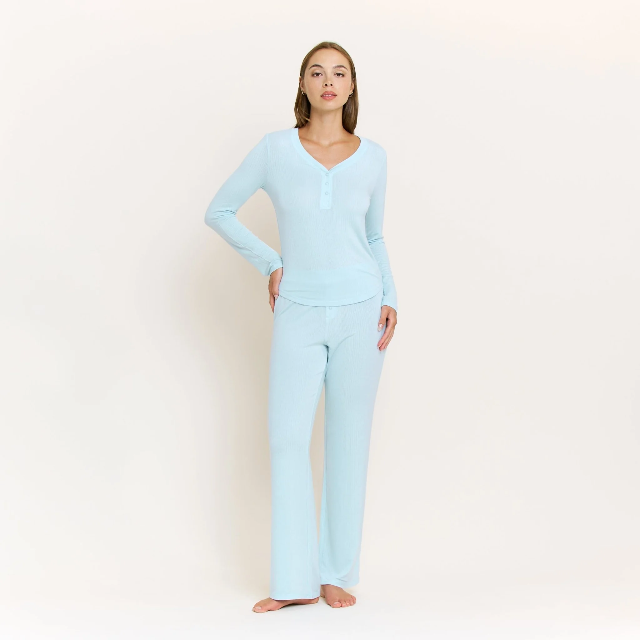 Dreamland Long Henley Set in Frosty