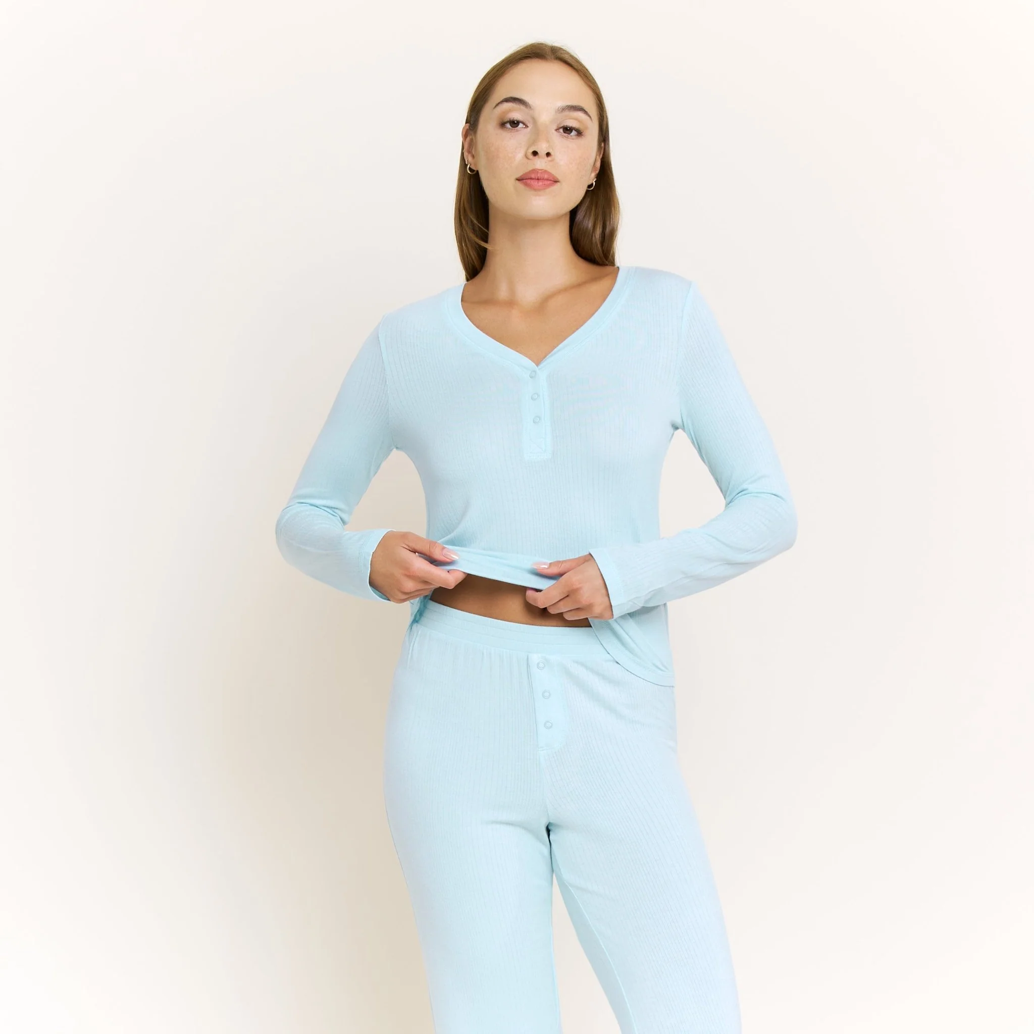 Dreamland Long Henley Set in Frosty - Image 2
