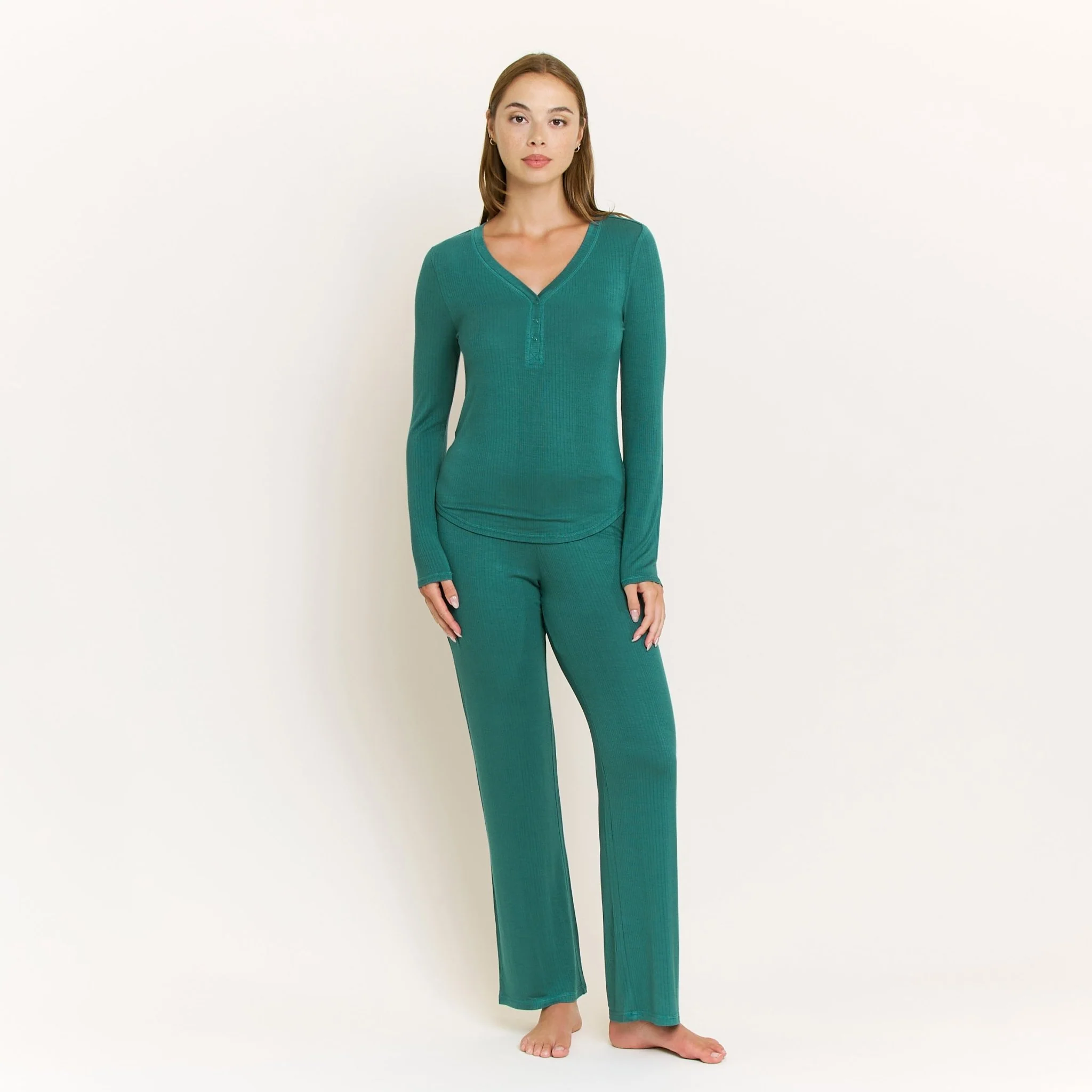 Dreamland Long Henley Set in Mistletoe