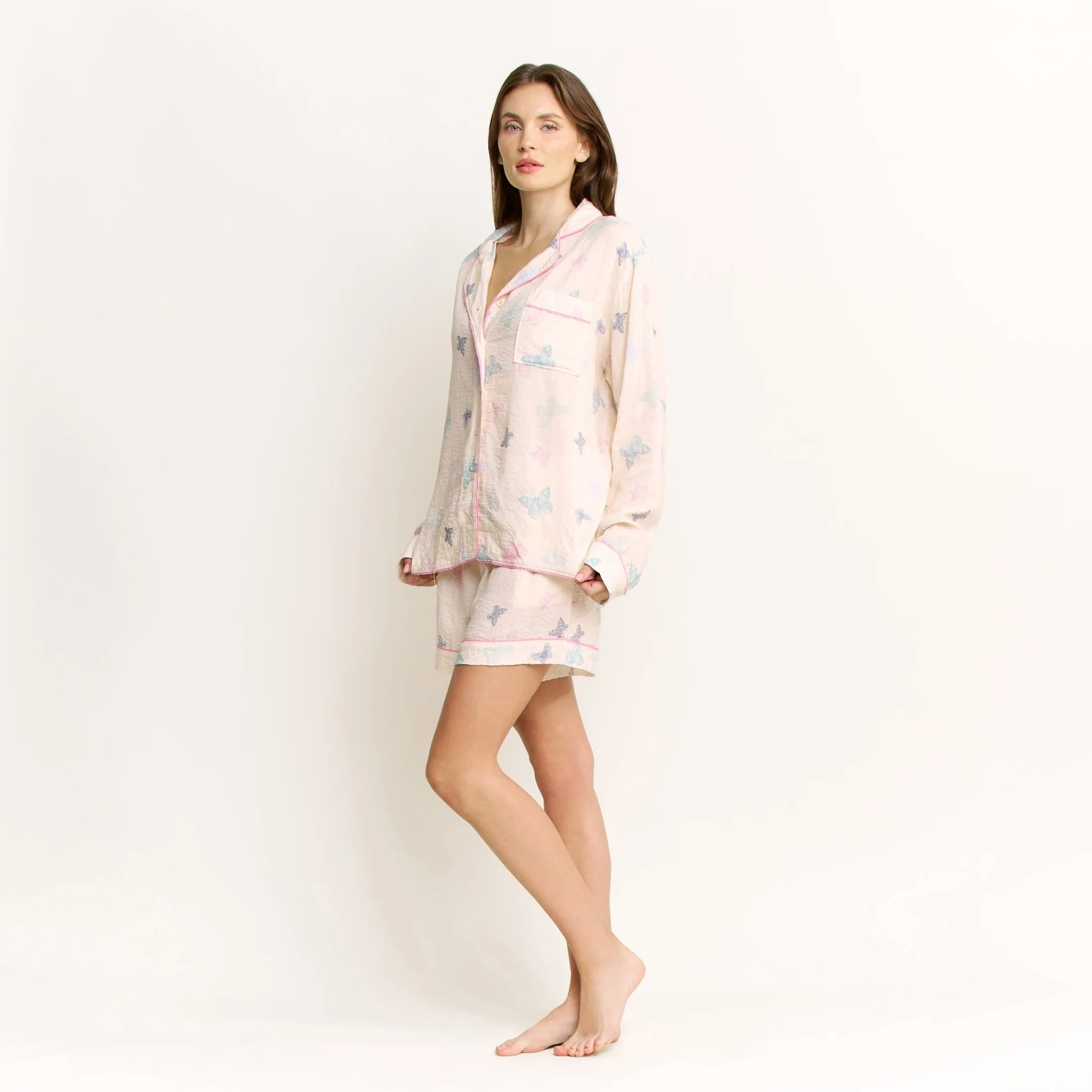 Good Life Long Sleeve Shortie PJ Set in Budding Butterflies - Image 3