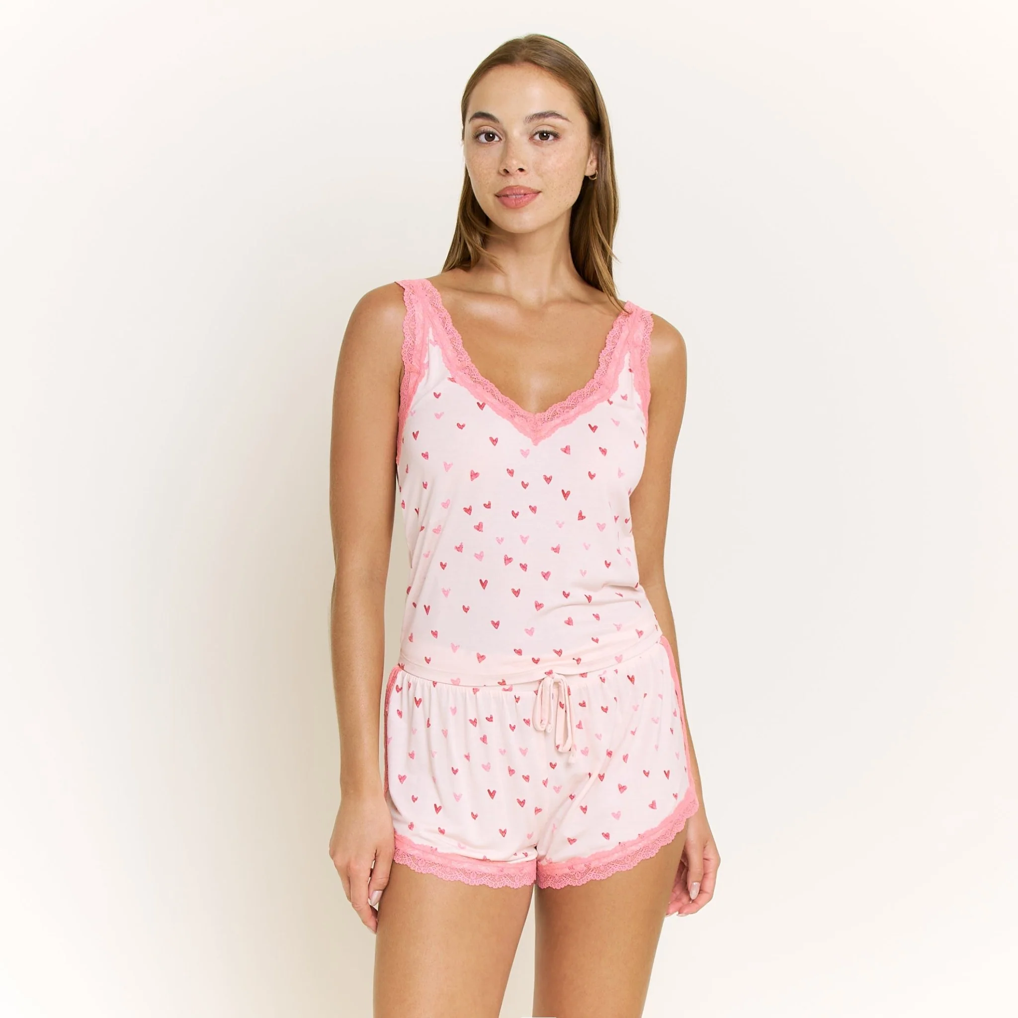Mellow Out Tank Shortie Set in Marzipan Hearts