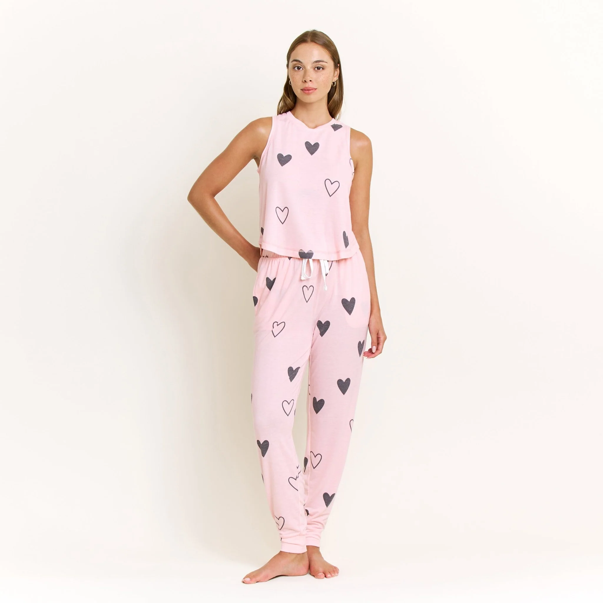 Star Seeker Tank Pant Set in Dusty Hearts