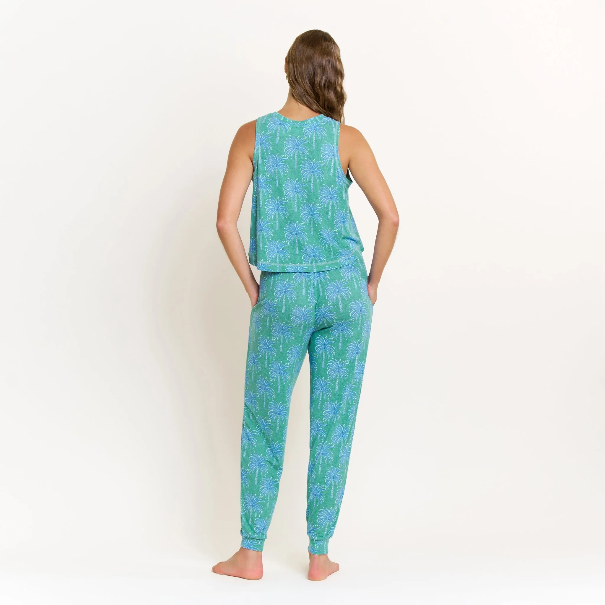 Star Seeker Tank Pant Set in Emerald Etched Palm - Image 4