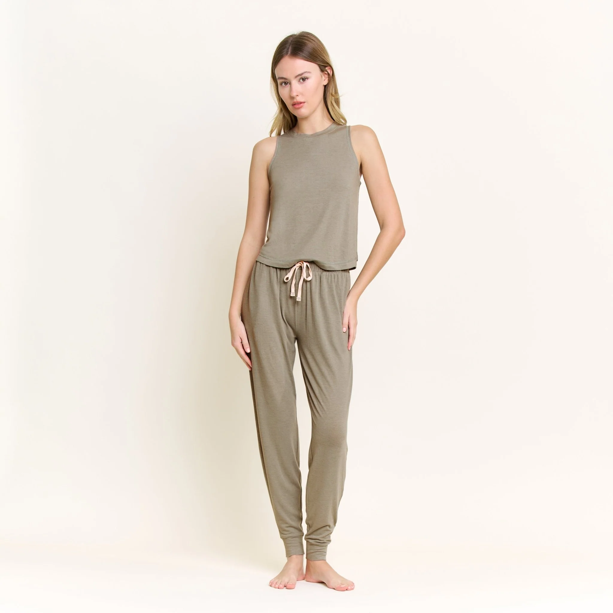 Star Seeker Tank Pant Set in Soft Olive