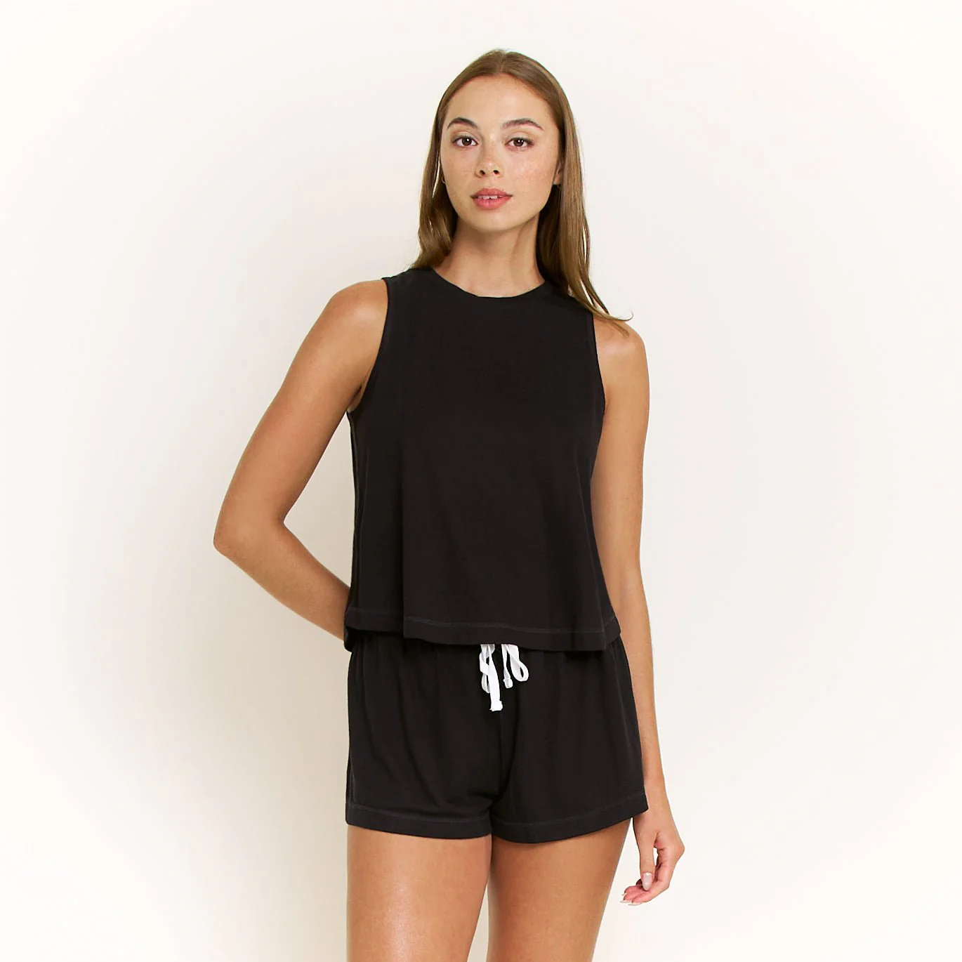 Star Seeker Tank Shortie Set in Black