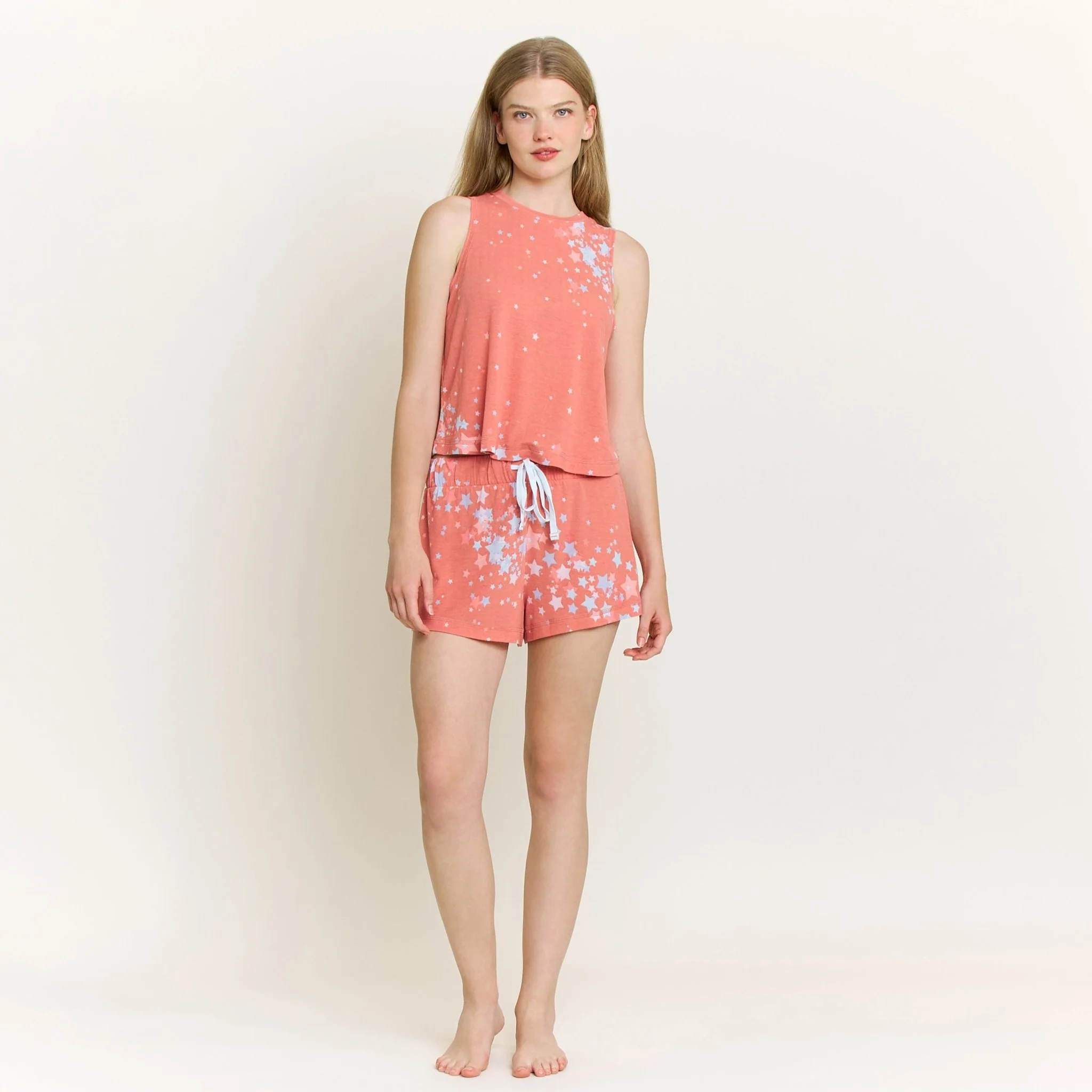 Star Seeker Tank Shortie Set in Coral Blush Stars