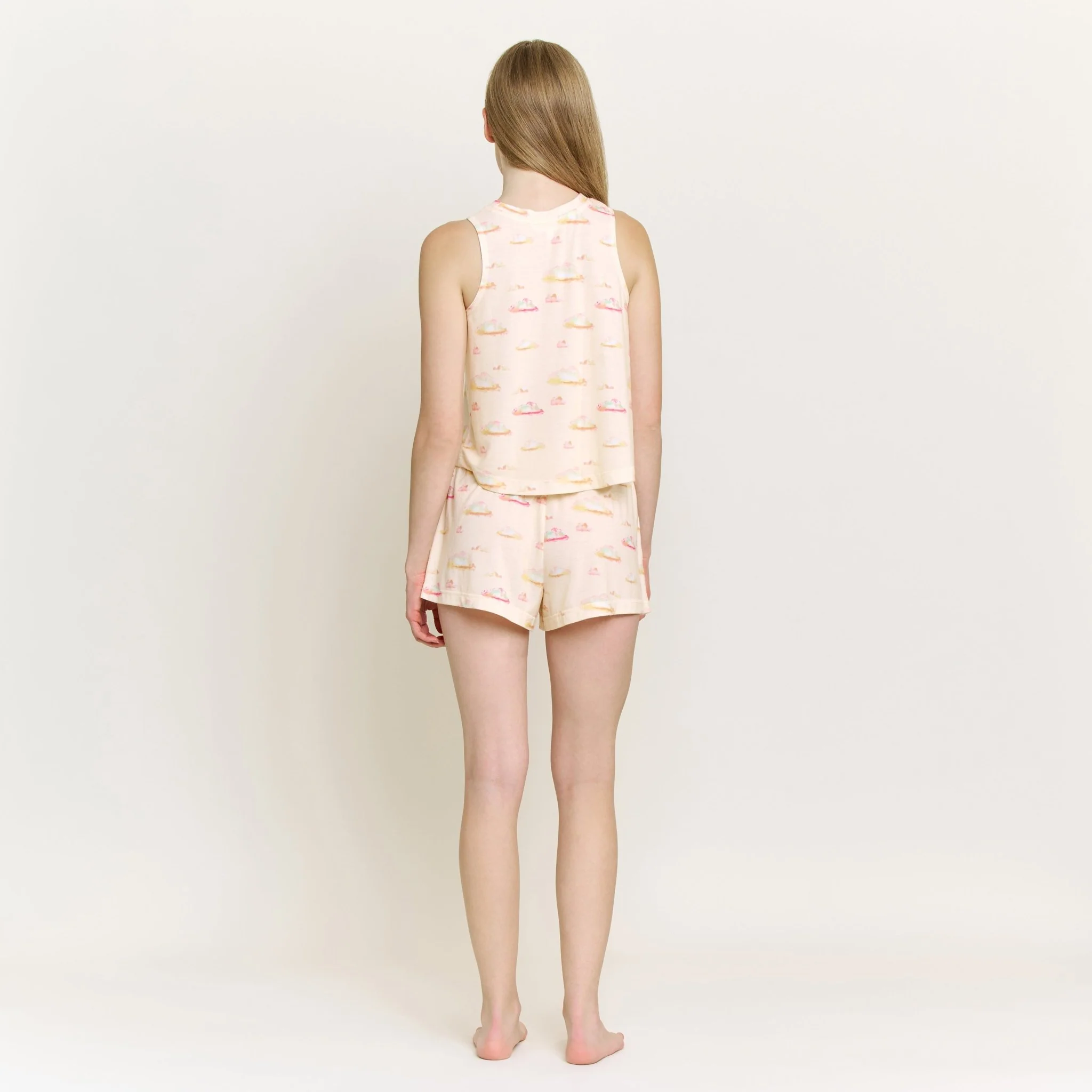 Star Seeker Tank Shortie Set in Coral Pearled Clouds - Image 4