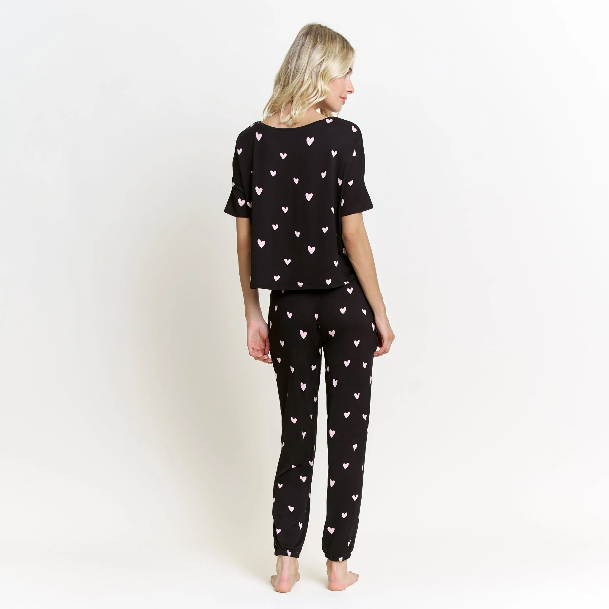Sun Lover PJ Set In Black Hearts - Image 4