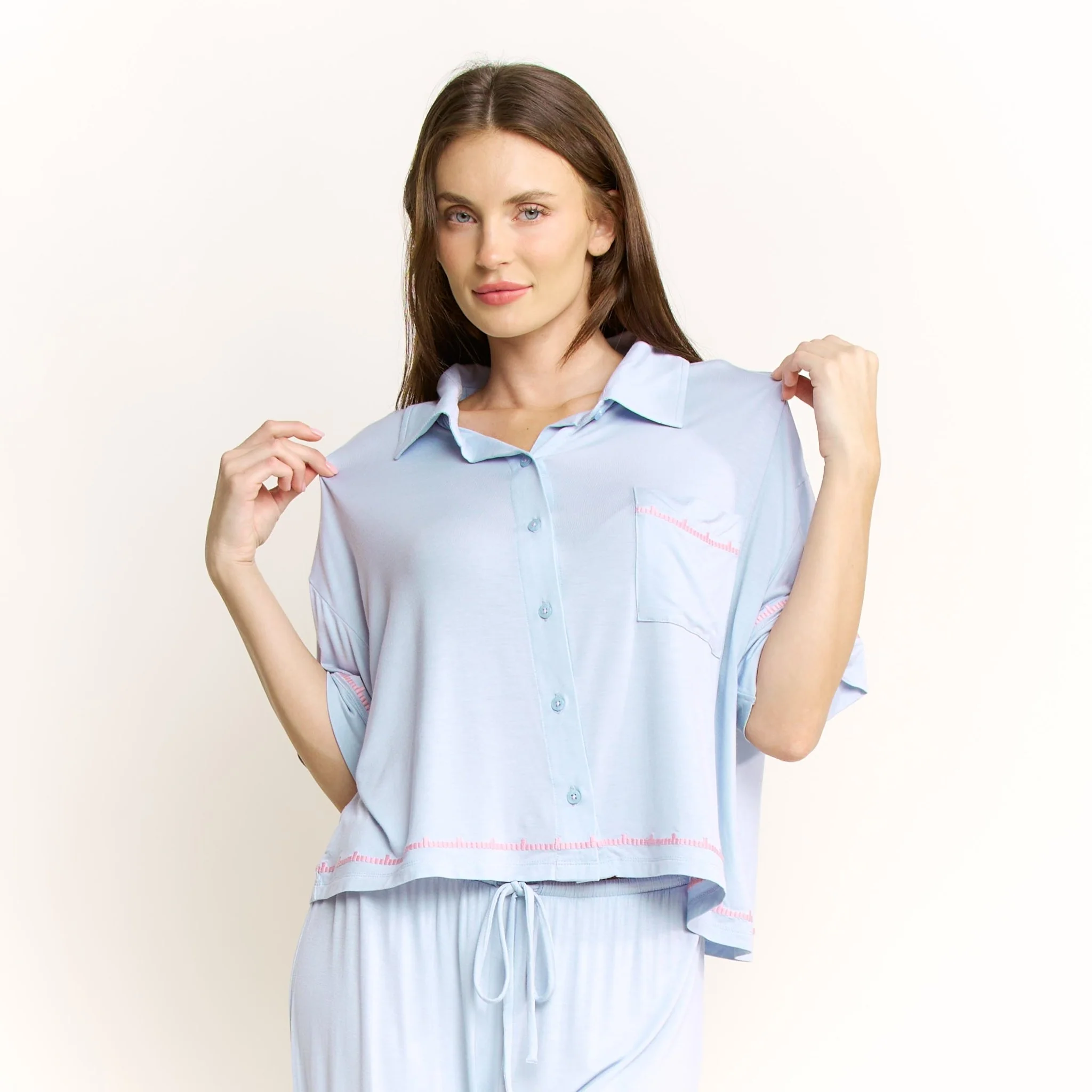 Sweet Solstice Short Sleeve PJ Set in Moonbeam - Image 4