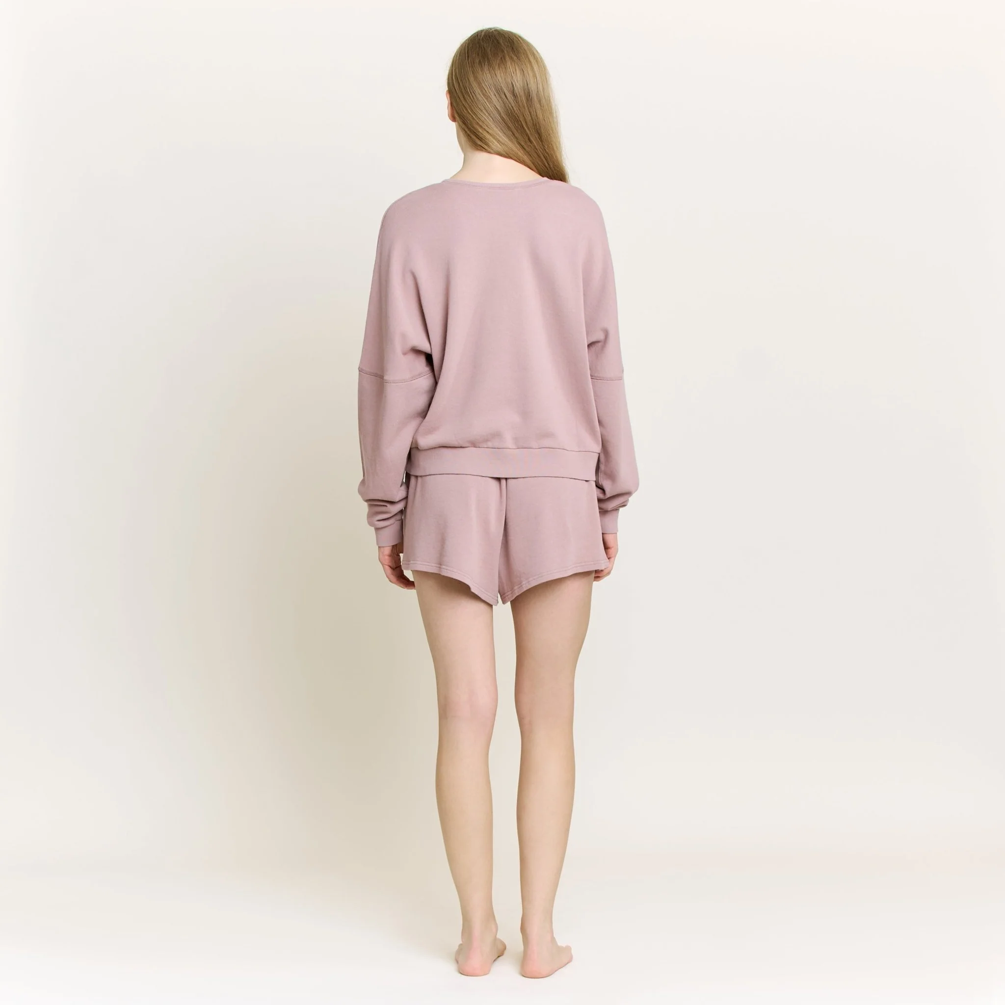 Weekend Club Long Sleeve Shortie Set in Mocha - Image 3