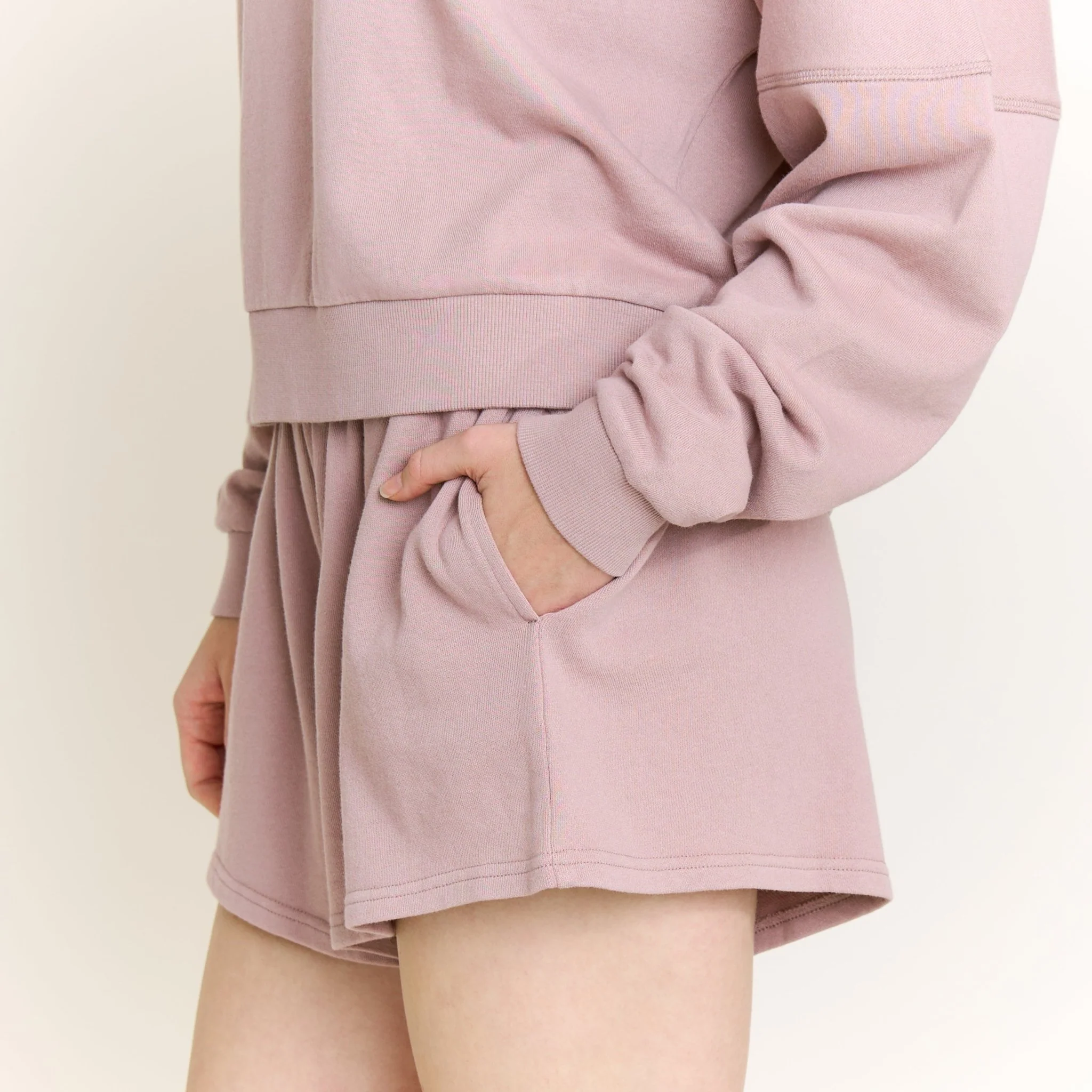 Weekend Club Long Sleeve Shortie Set in Mocha - Image 4